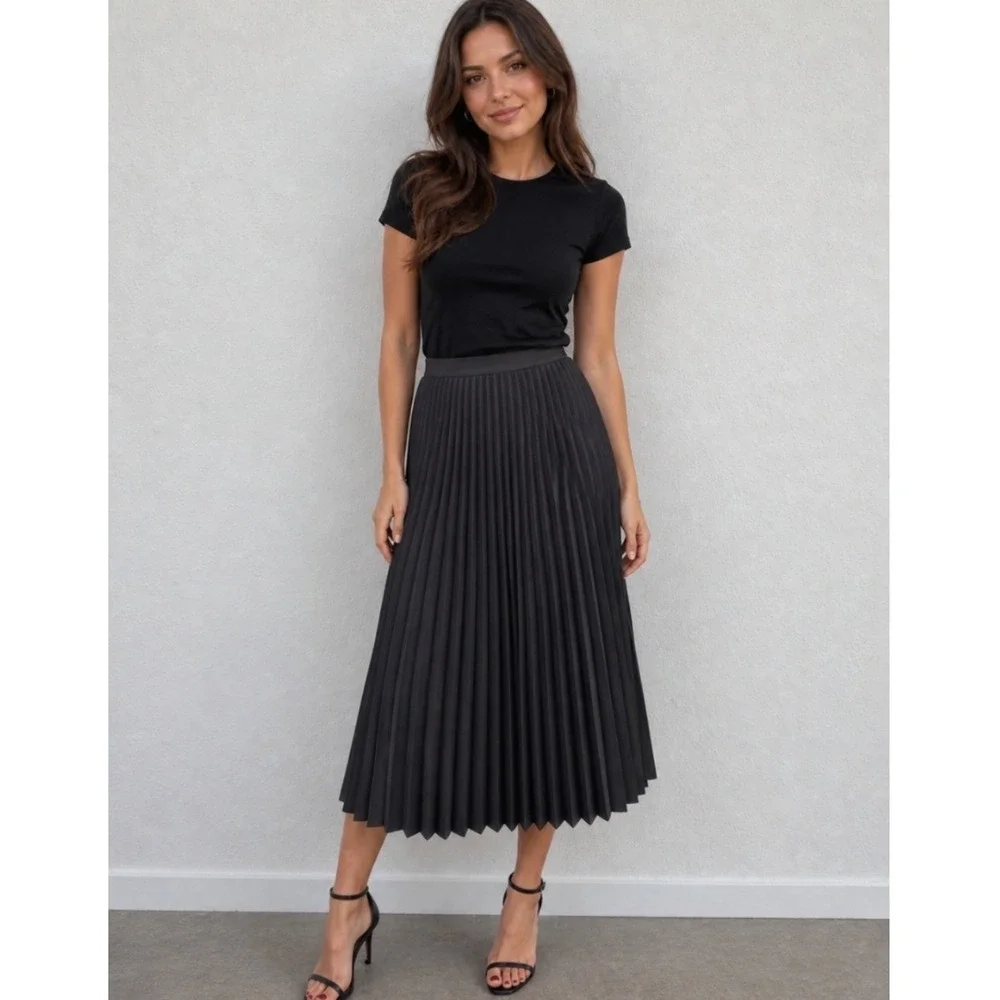 J.Crew Gwyneth pleated slip skirt black size medium